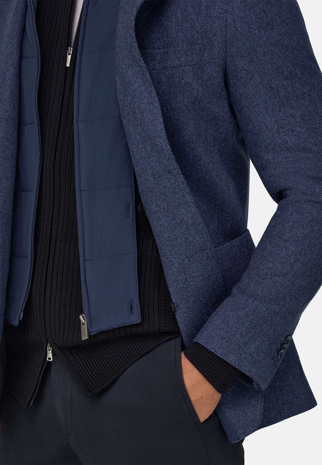 Blazer in Wool Blend with Removable Bib, Blue, hi-res, 4
