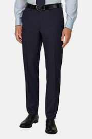 Trousers in Wool Micro Textured Fabric, Navy blue, thumb, 1