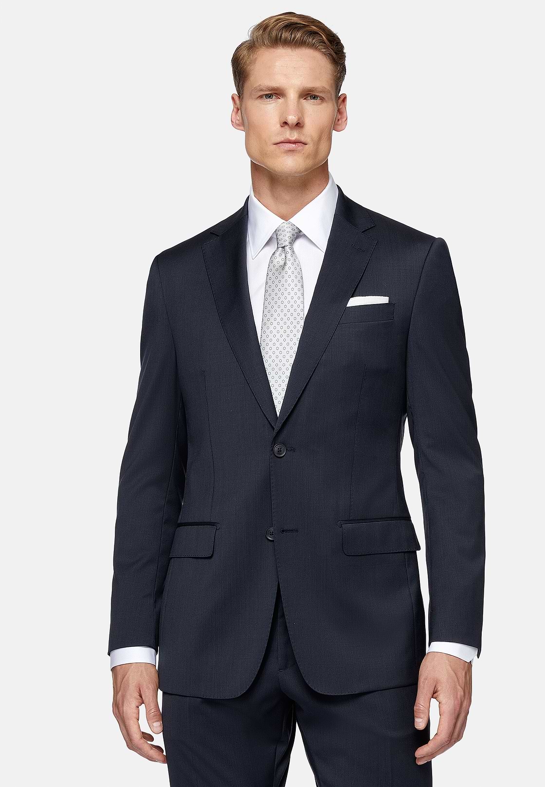 Blue Pinstripe Stretch Wool Suit, Navy blue, hi-res