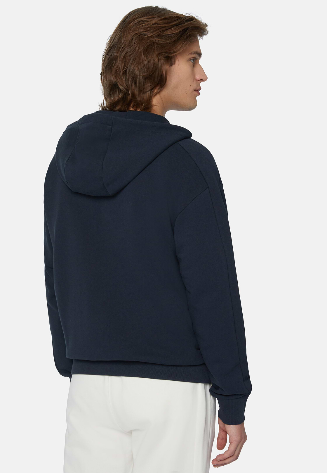 Full Zip Sweatshirt In Organic Cotton Blend, Navy blue, hi-res