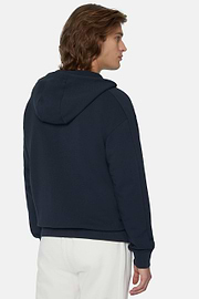 Full Zip Sweatshirt In Organic Cotton Blend, Navy blue, hi-res