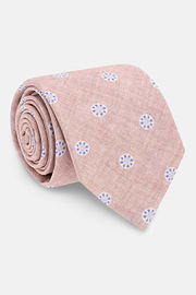 Medallion Silk Tie, Pink, thumb, 2