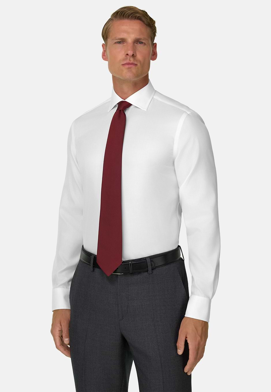 Slim Fit Cotton Twill Shirt, White, hi-res