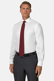 Slim Fit Cotton Twill Shirt, White, thumb, 1