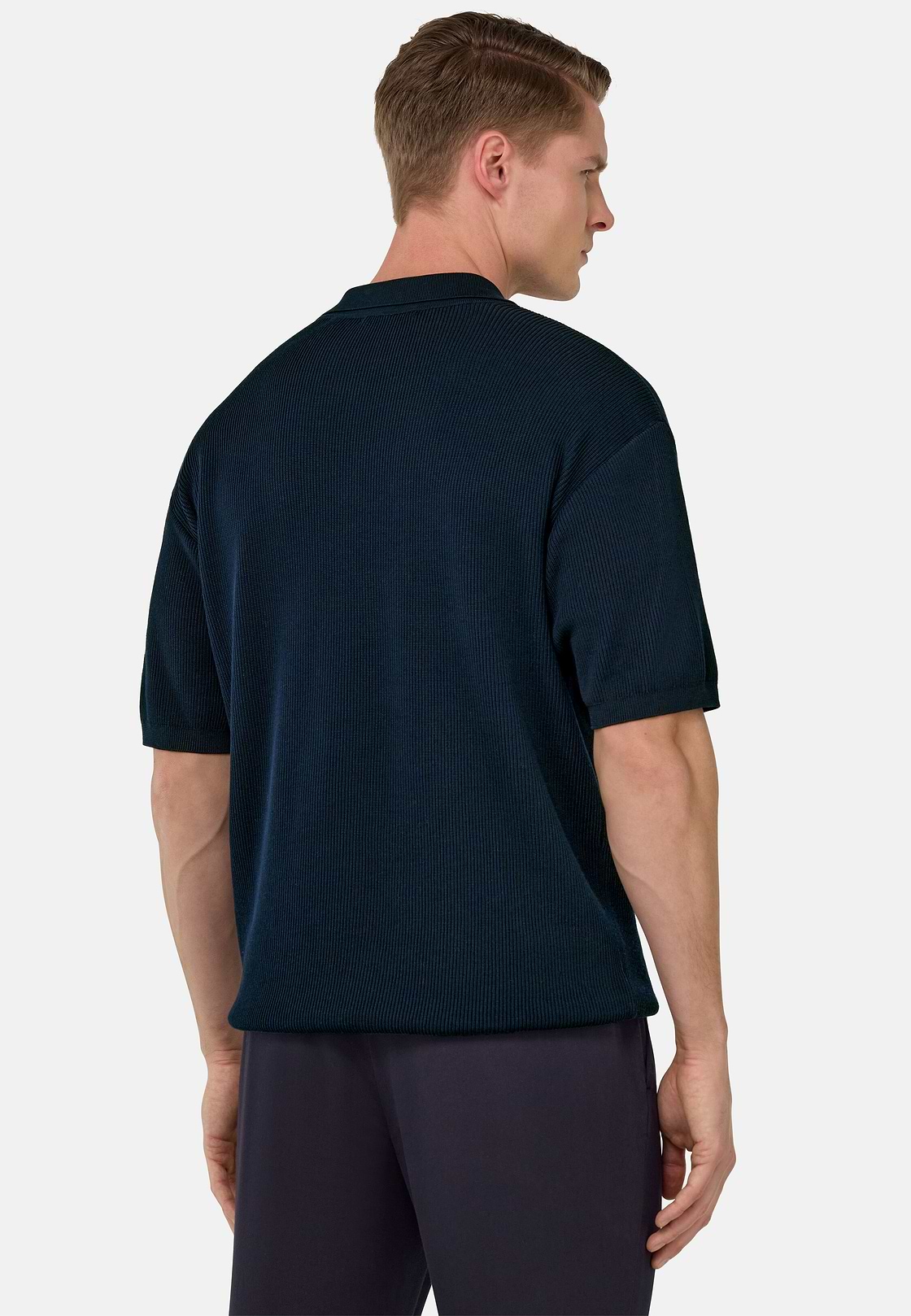Polo Di Maglia In Cotone Seta, Navy, hi-res