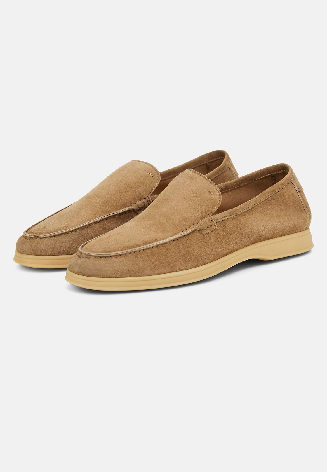Aria Suede Leather Loafers, Sand, hi-res