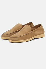 Aria Suede Leather Loafers, Sand, hi-res