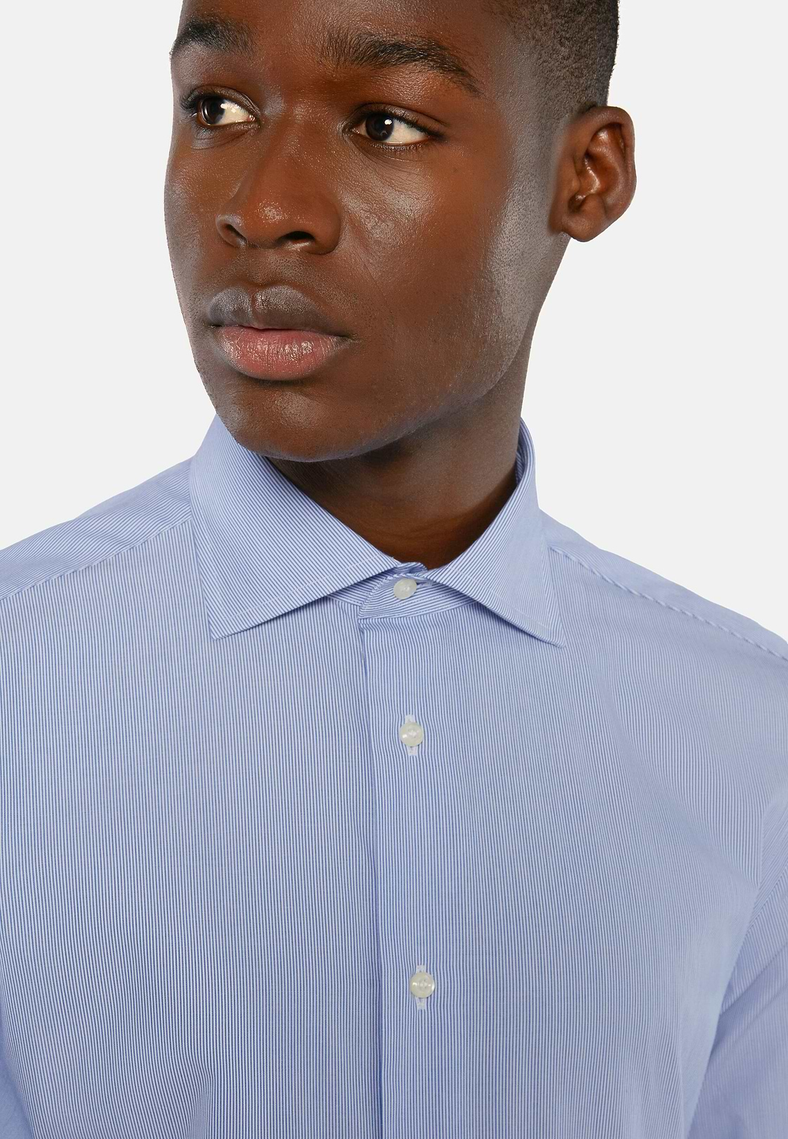 Micro Striped Windsor Collar Shirt Regular Fit, Medium Blue, hi-res