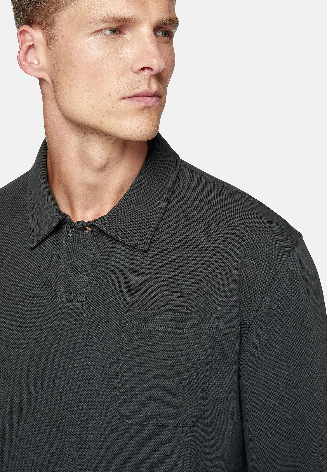 Cotton Piqué Polo Shirt, Charcoal, hi-res