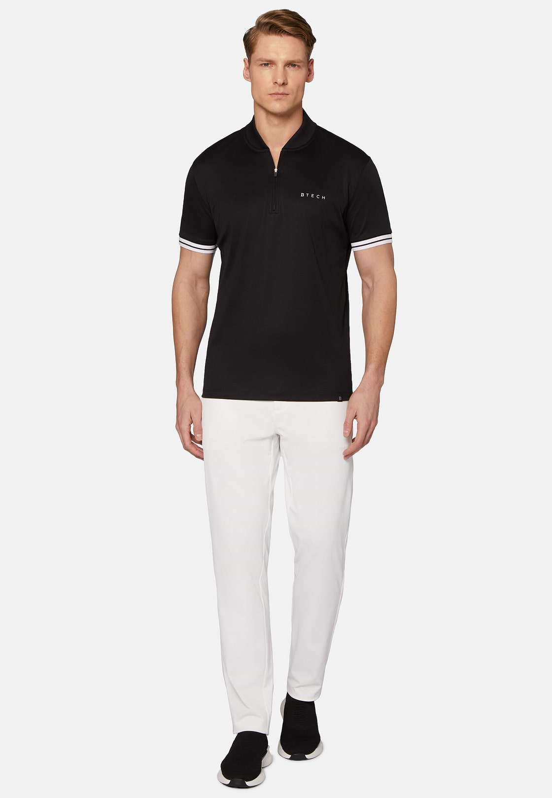 High-Performance Fabric Polo Shirt, Black, hi-res