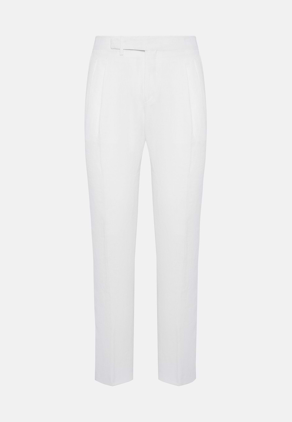 Pure Linen Trousers, White, hi-res