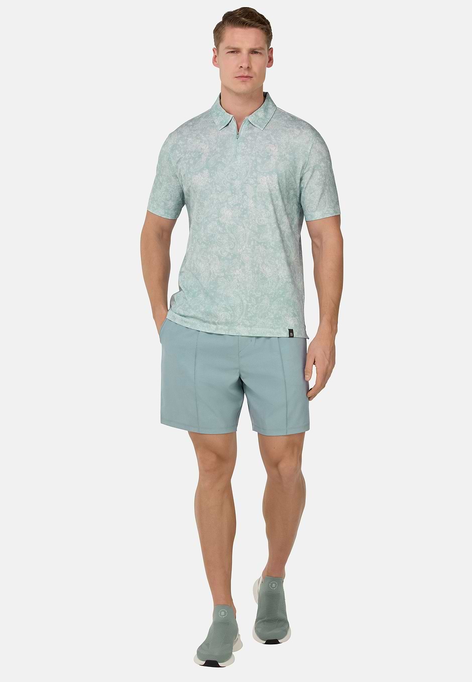 Cotton Blend Jersey Polo Shirt, Light Green, hi-res