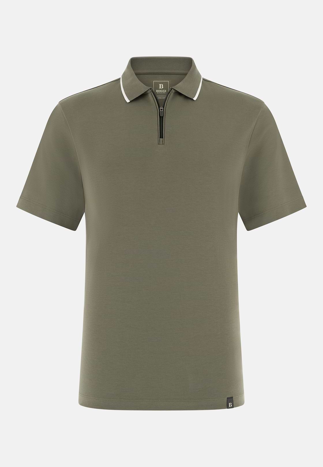Pima Interlock Half Zip Polo, Military Green, hi-res, 5