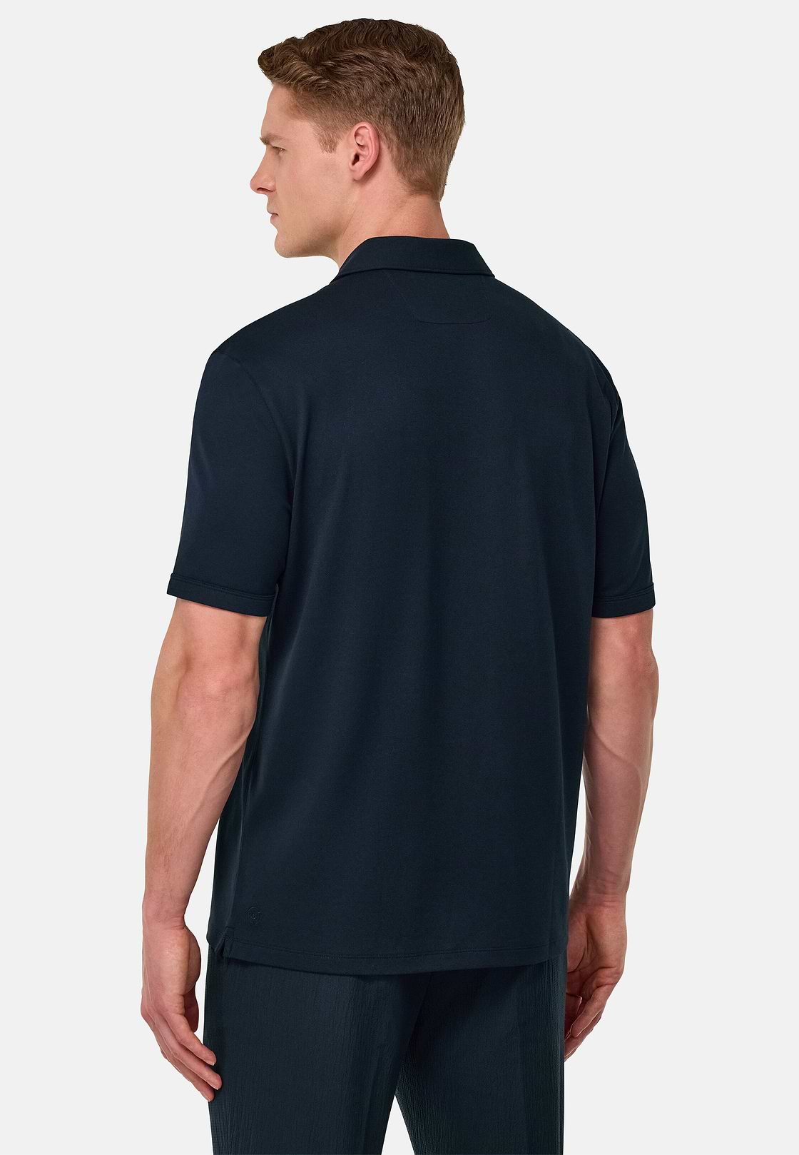 S.Cafè® High-Performance Piqué Polo Shirt, Navy blue, hi-res