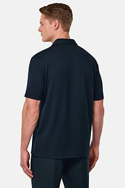 S.Cafè® High-Performance Piqué Polo Shirt, Navy blue, hi-res