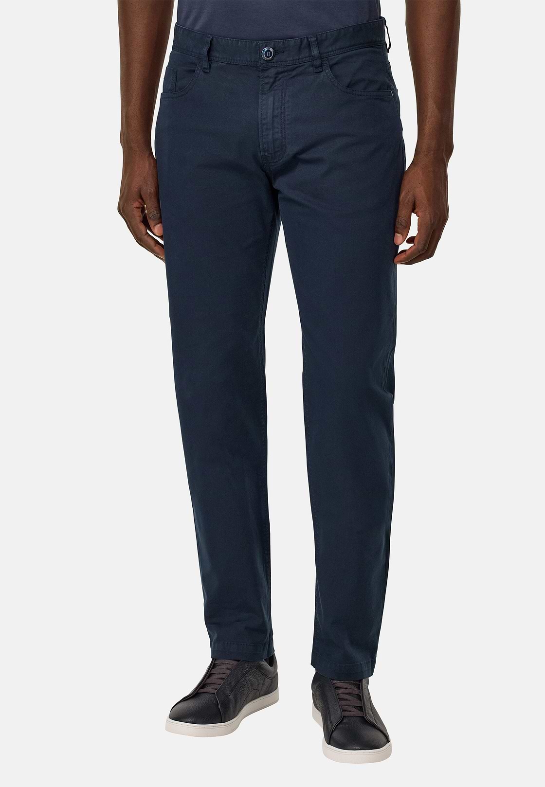 Stretch Cotton 5-Pocket Trousers, Navy blue, hi-res