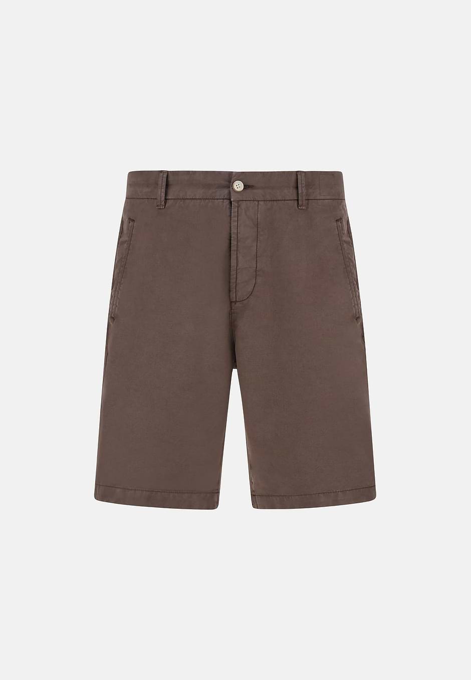 Cotton Linen Bermuda Shorts, Brown, hi-res