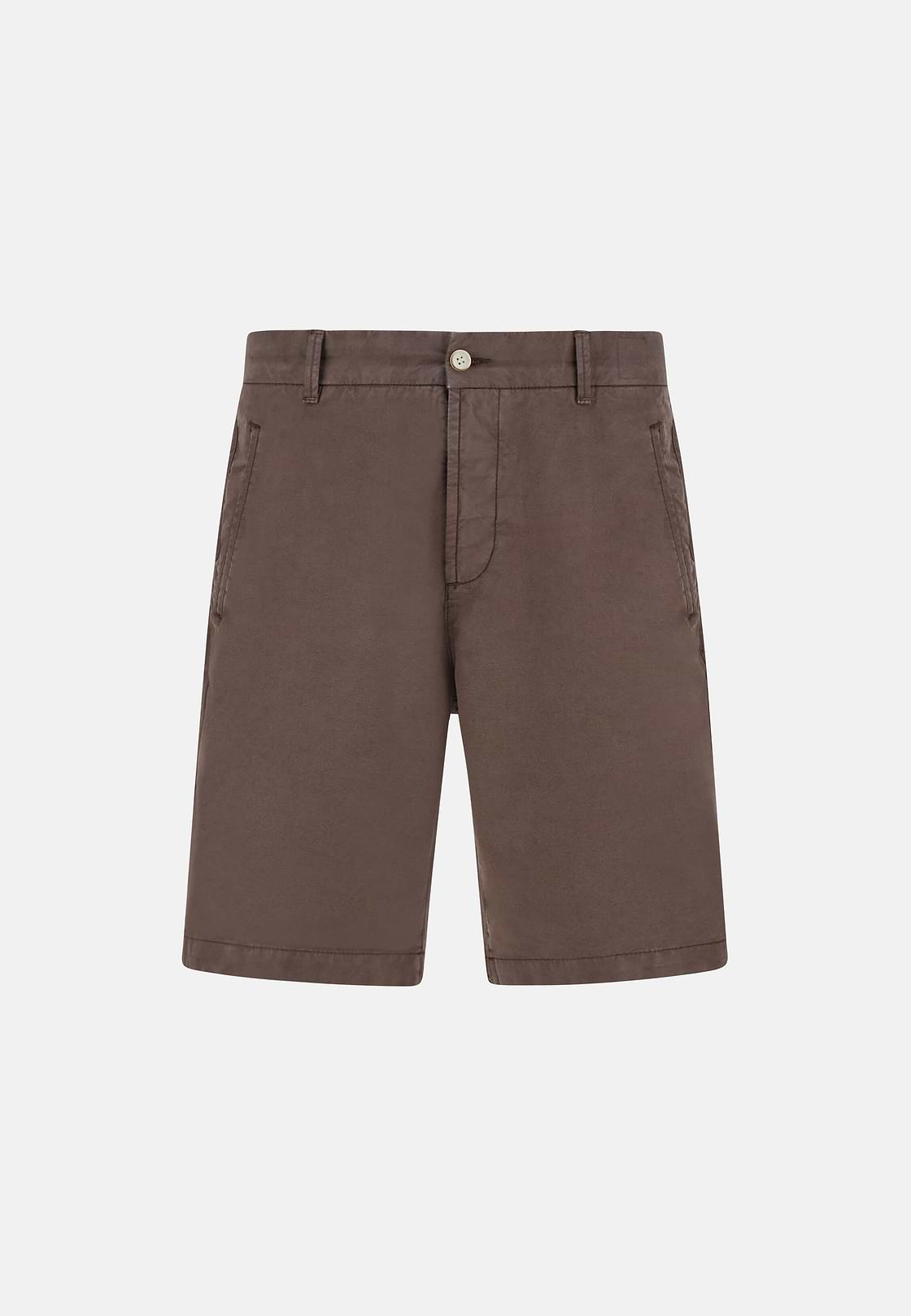 Cotton Linen Bermuda Shorts, Brown, hi-res