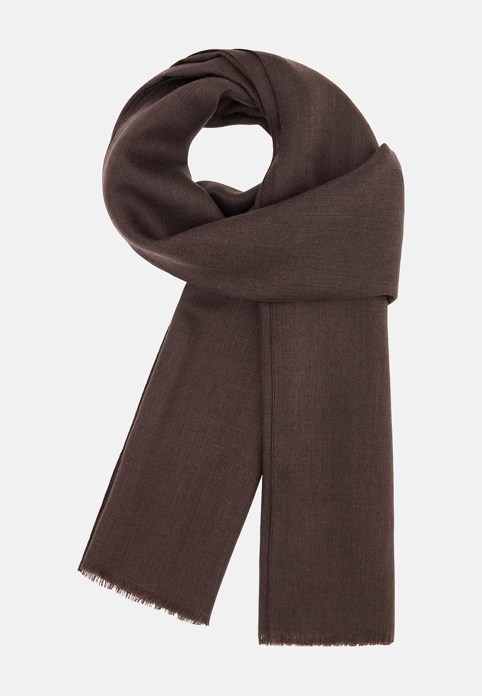 Herringbone Wool Scarf, Dark brown, hi-res