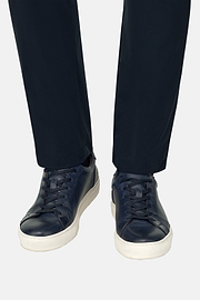 Sneakers Bleu Marine En Cuir, bleu marine, thumb, 2