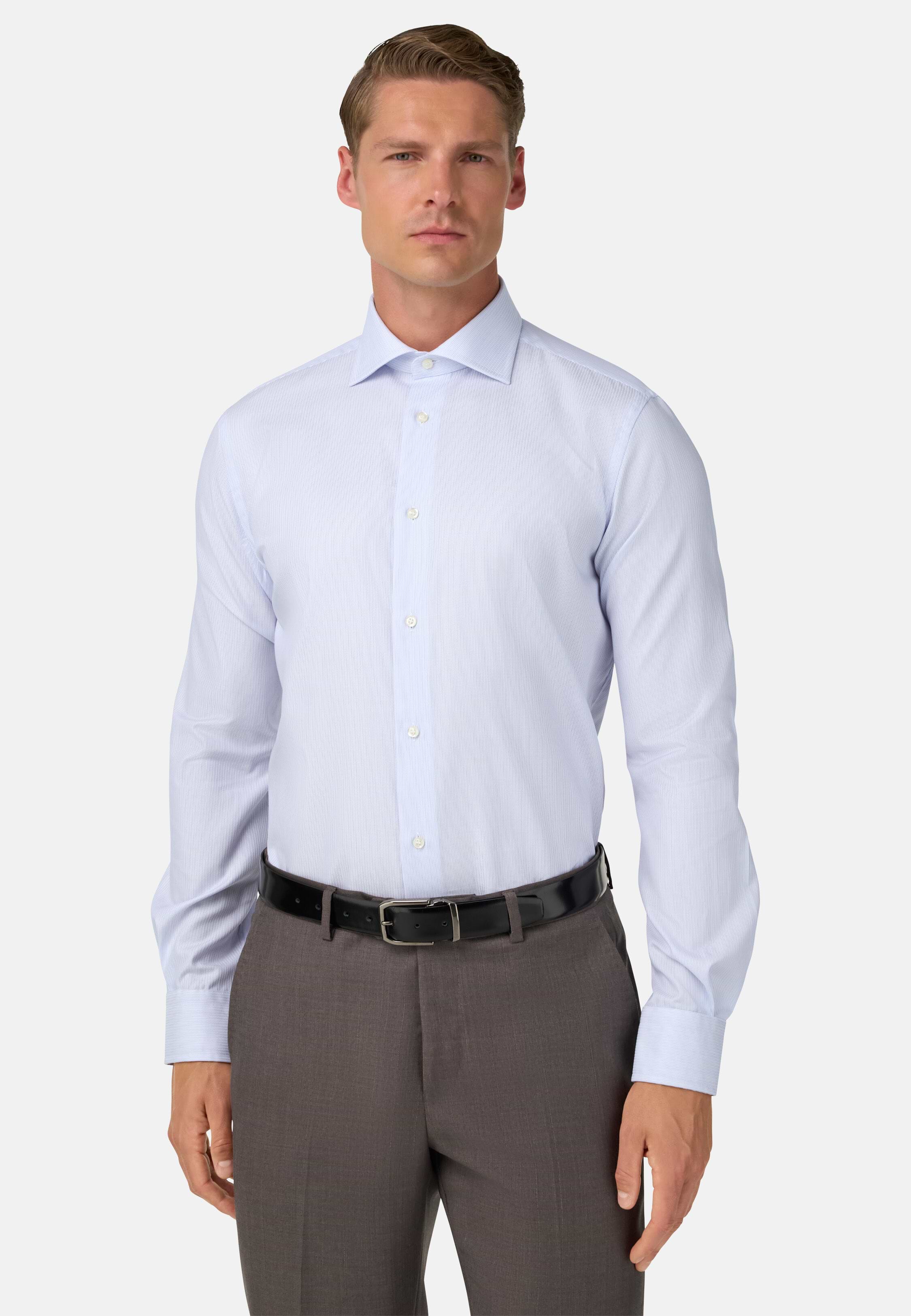FYLTR Camicia Uomo Tinta Unita Vestibilità Regolare – 100% Cotone Leggero Morbido, Colore Cool Blue, Taglia S
