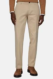 Stretch Cotton Trousers, Beige, hi-res