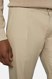 Pantalone in Cotone Elasticizzato con Pinces, Kaki, hi-res