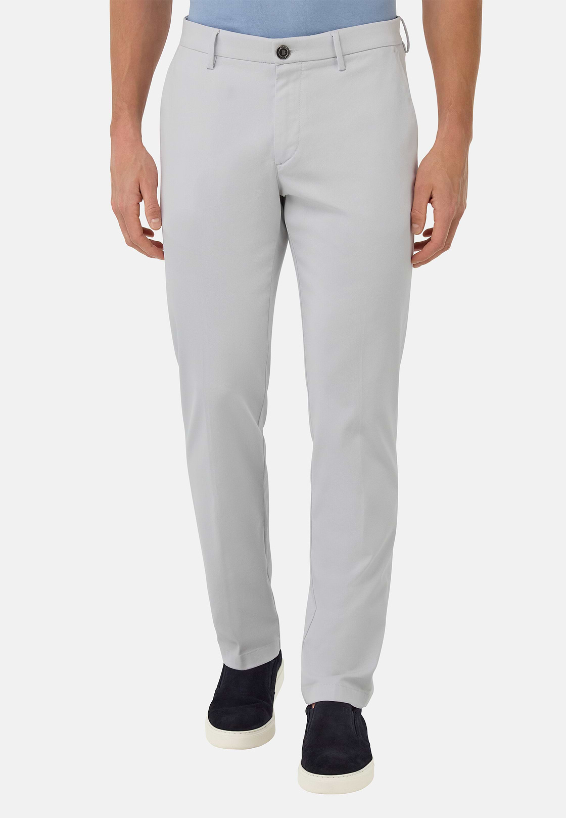 Stretch Cotton/Tencel Trousers, Ice, hi-res