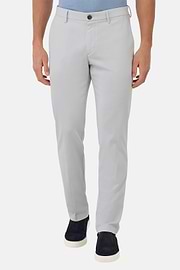Stretch Cotton/Tencel Trousers, Ice, hi-res