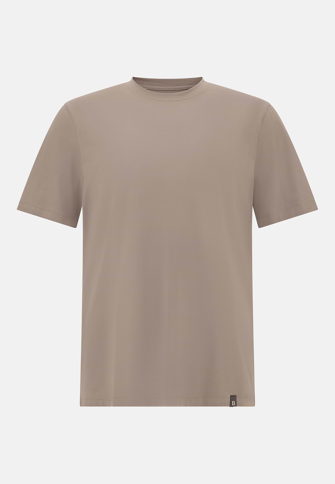 T-Shirt In Stretch Supima Cotton, Taupe, hi-res