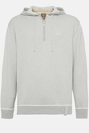 Pull Gris Demi-Zip En Coton Soie Cachemire, Gris, hi-res