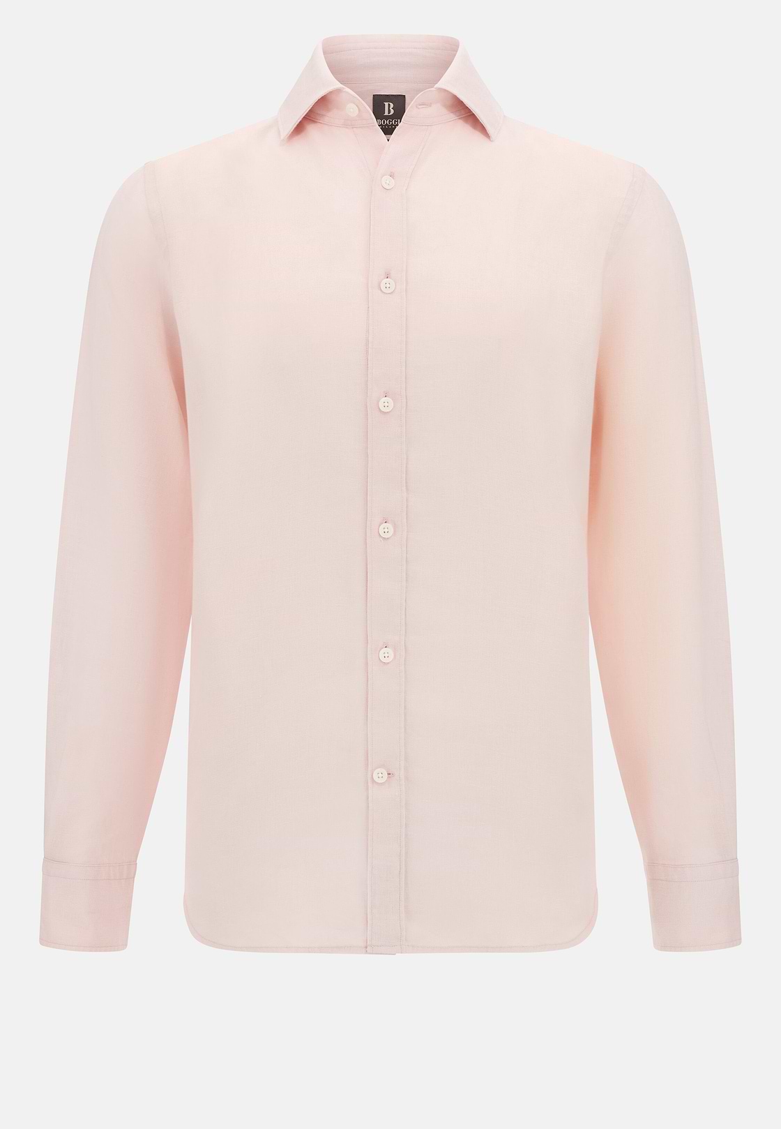 Camicia In Lino Regular Fit, Rosa, hi-res