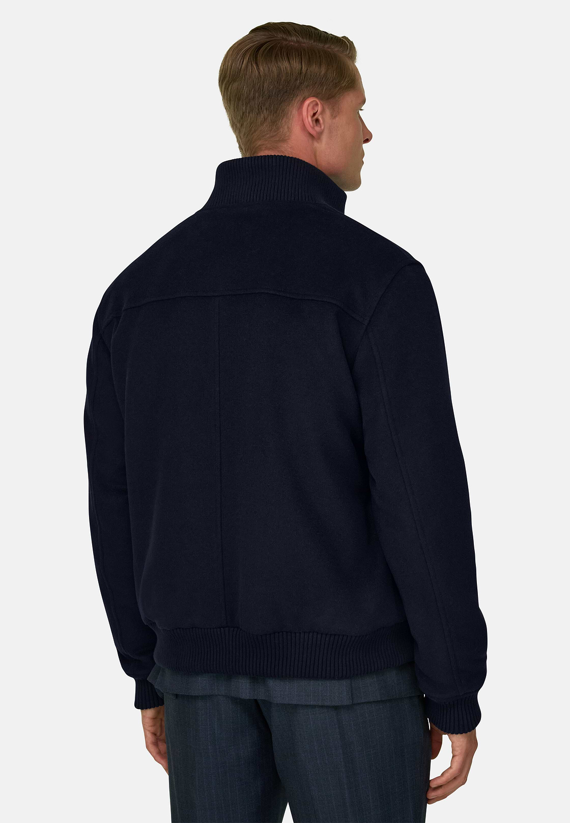 Jacket Padded in Wool Cashmere, Navy blue, hi-res, 4