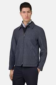 Technical Linen Bomber Jacket, Indigo, thumb, 2