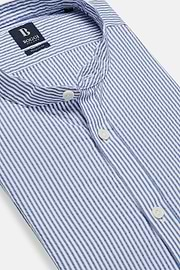 Camisa De Rayas Celestes De Seersucker Corte Regular, Azul claro, hi-res