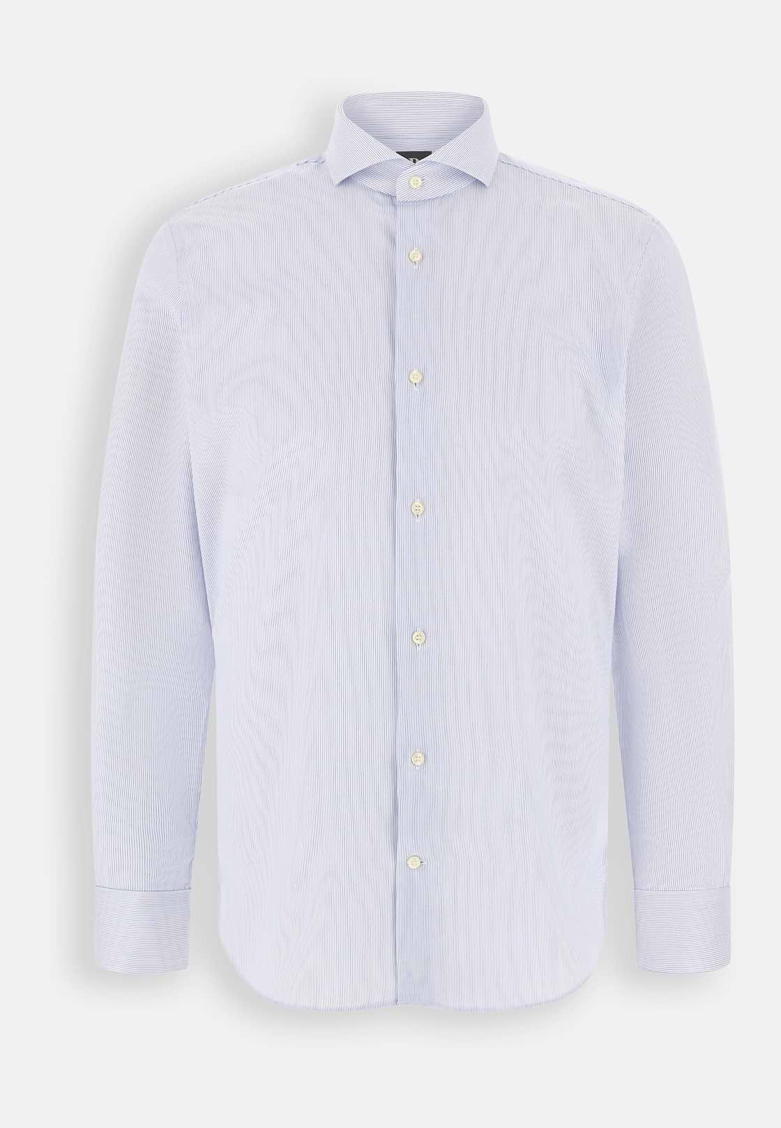 Shirt Striped Cotton Slim Fit, Light Blue, hi-res, 7