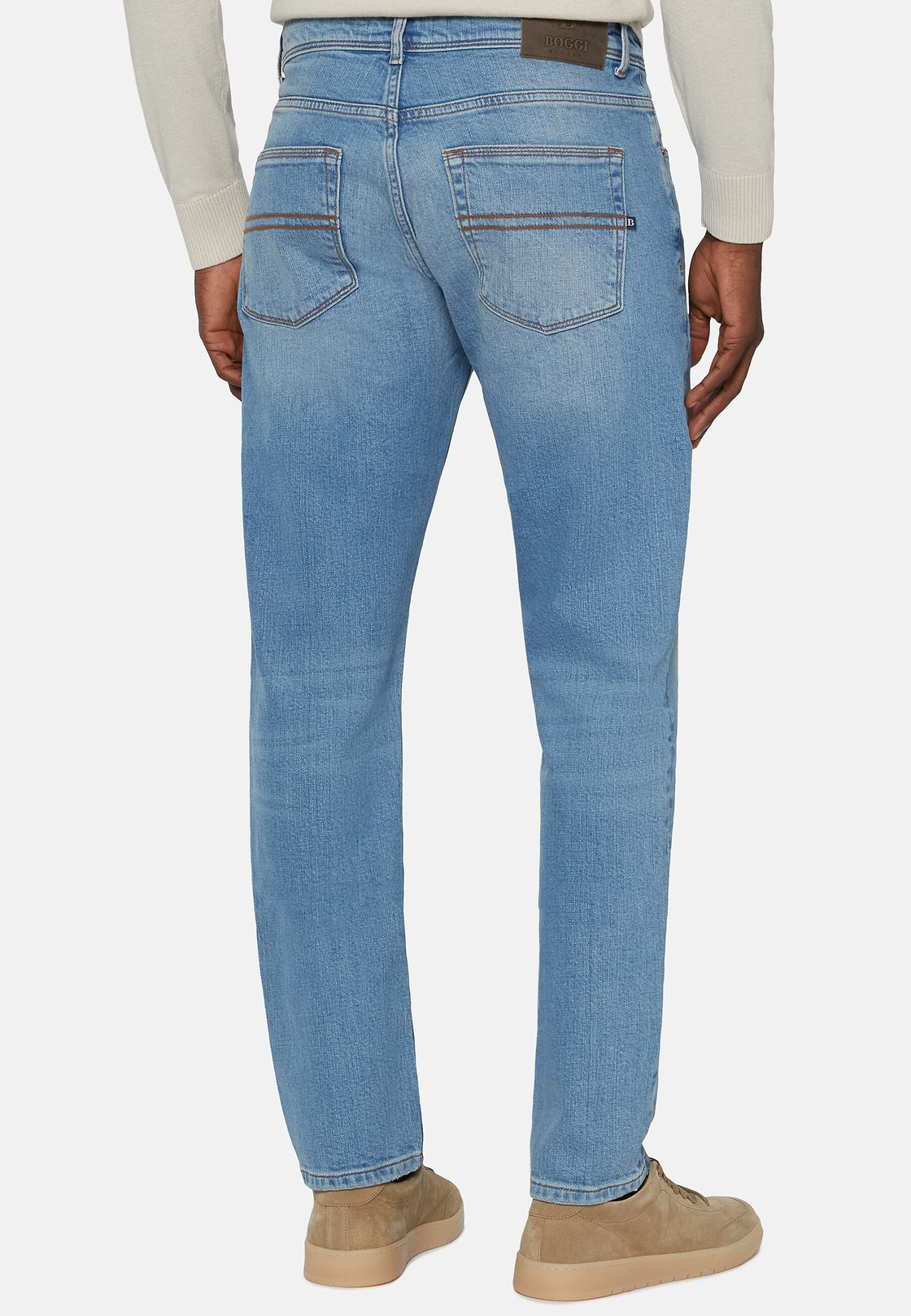 Jean En Denim Extensible Bleu À Délavage Clair, Bleu clair, hi-res