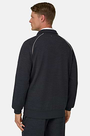 Full-Zip Sweatshirt in Wool Blend Diagonal, Charcoal, thumb, 4