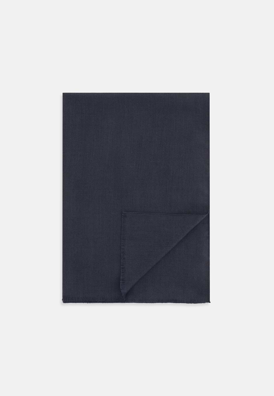 Scarf in Wool and Silk, Navy blue, hi-res