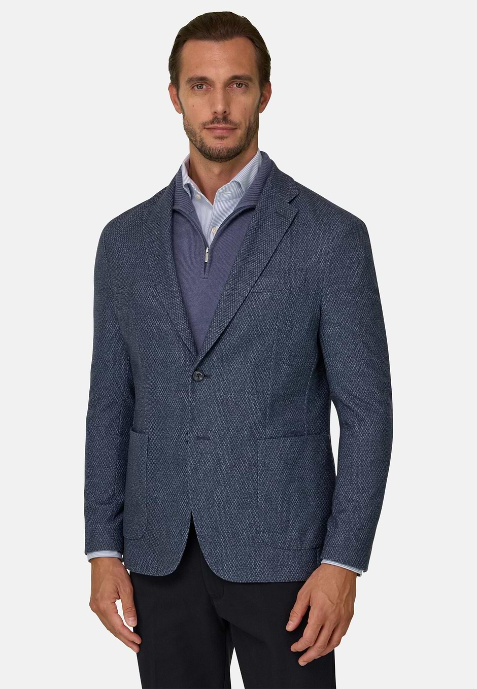 Blazer Micro Patterned Wool Blend, Navy blue, hi-res
