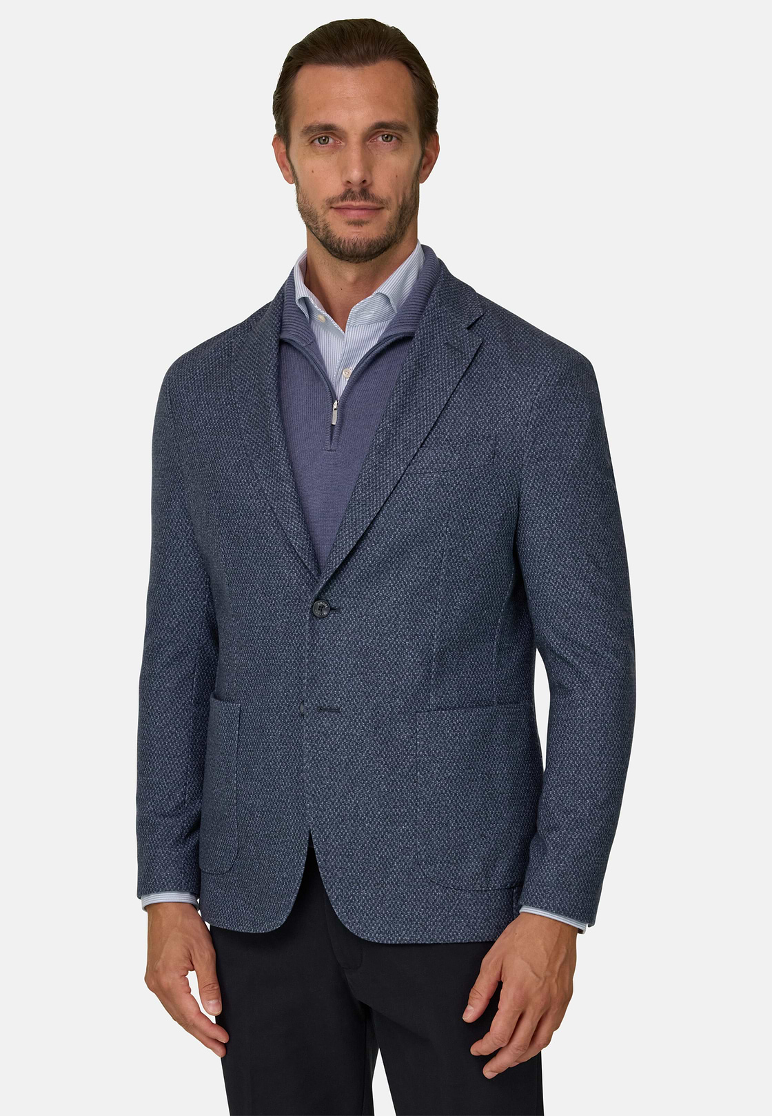 Blazer Micro Patterned Wool Blend, Navy blue, hi-res, 1