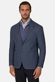 Blazer Micro Patterned Wool Blend, Navy blue, thumb, 1