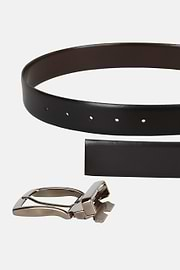 Reversible Glossy Leather Belt, Black - Dark brown, hi-res