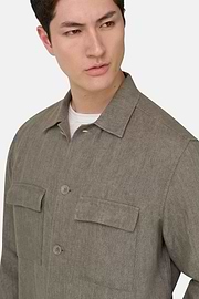 Link Shirt Jacket in Pure Washed Linen, Light Green, thumb, 4