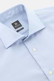 Camicia A Righe In Cotone Slim Fit, Azzurro, thumb, 5
