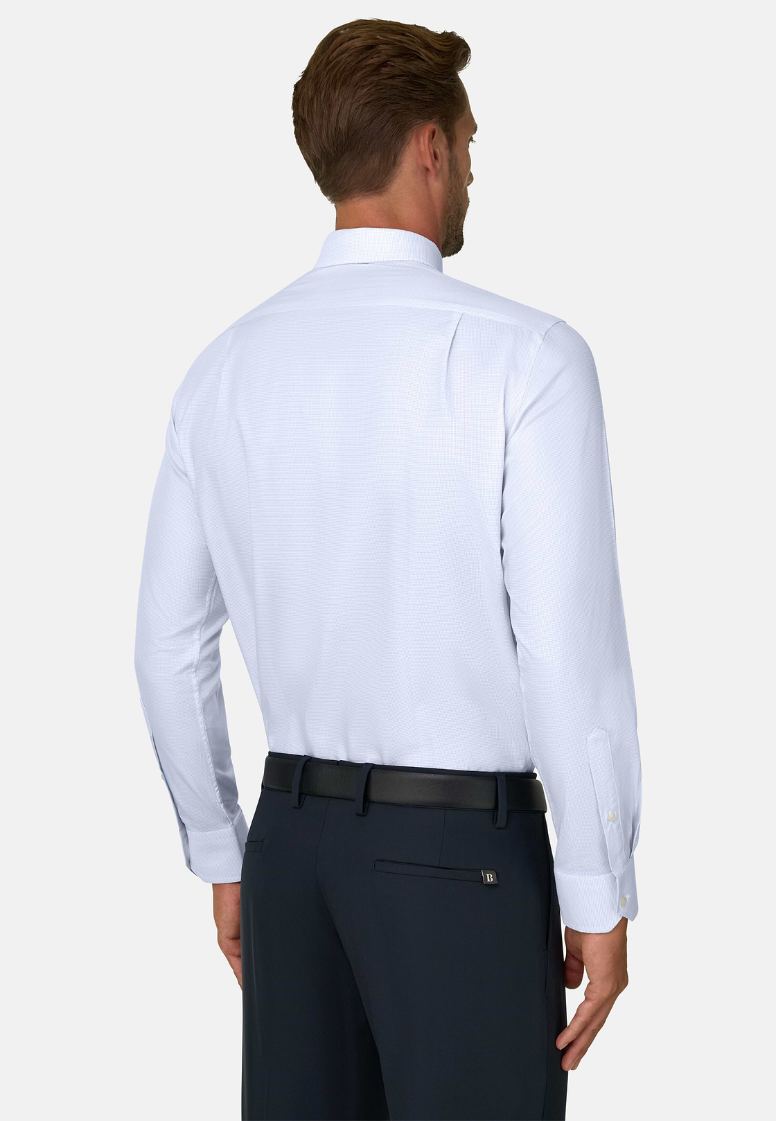 Shirt Checked Cotton Twill Regular Fit, Light Blue, hi-res, 6