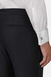 Camicia In Raso Di Cotone Slim Fit, Bianco, thumb, 4