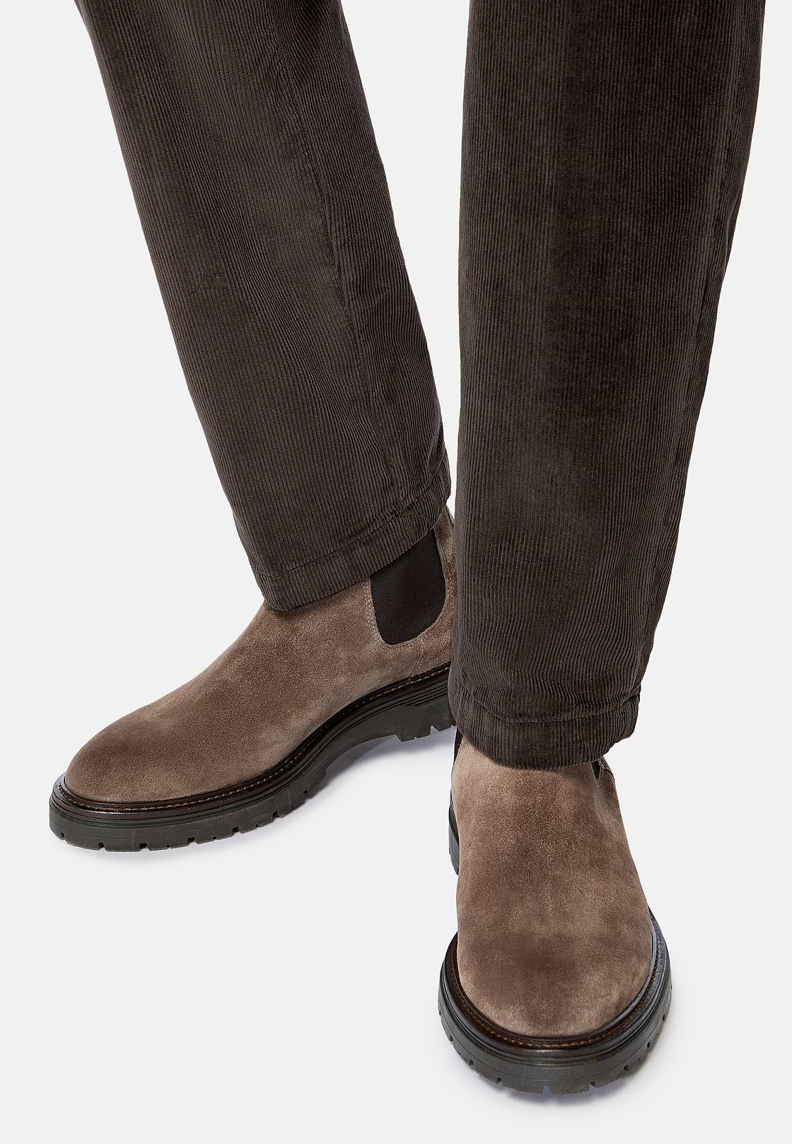 Suede Leather Ankle Boots, Taupe, hi-res