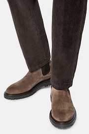 Suede Leather Ankle Boots, Taupe, hi-res