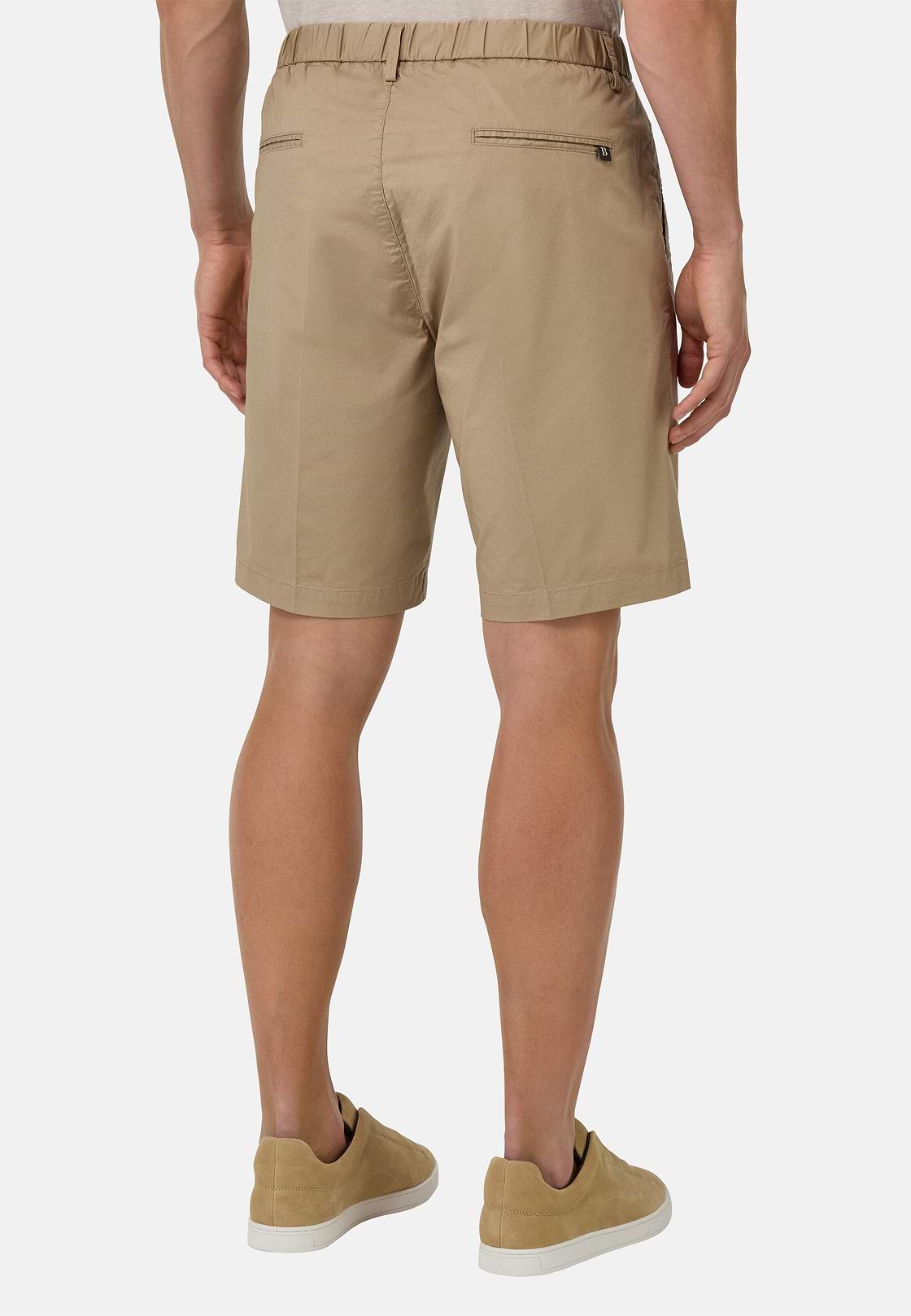 Stretch Cotton Bermuda Shorts, Taupe, hi-res
